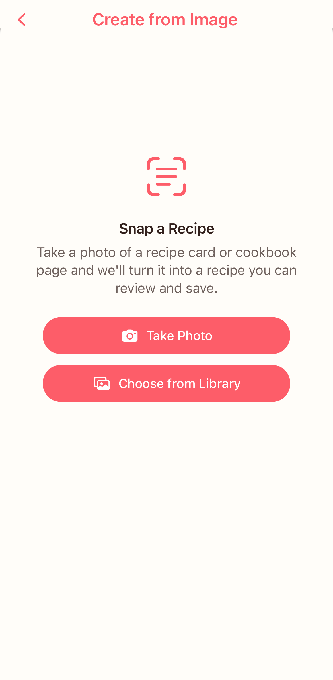 Snap a photo of a printed or handwritten recipe